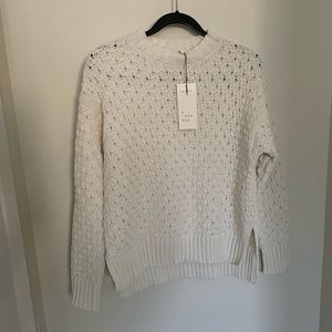 A New Day Ivory Knit Pullover Sweater, Crew, S Small